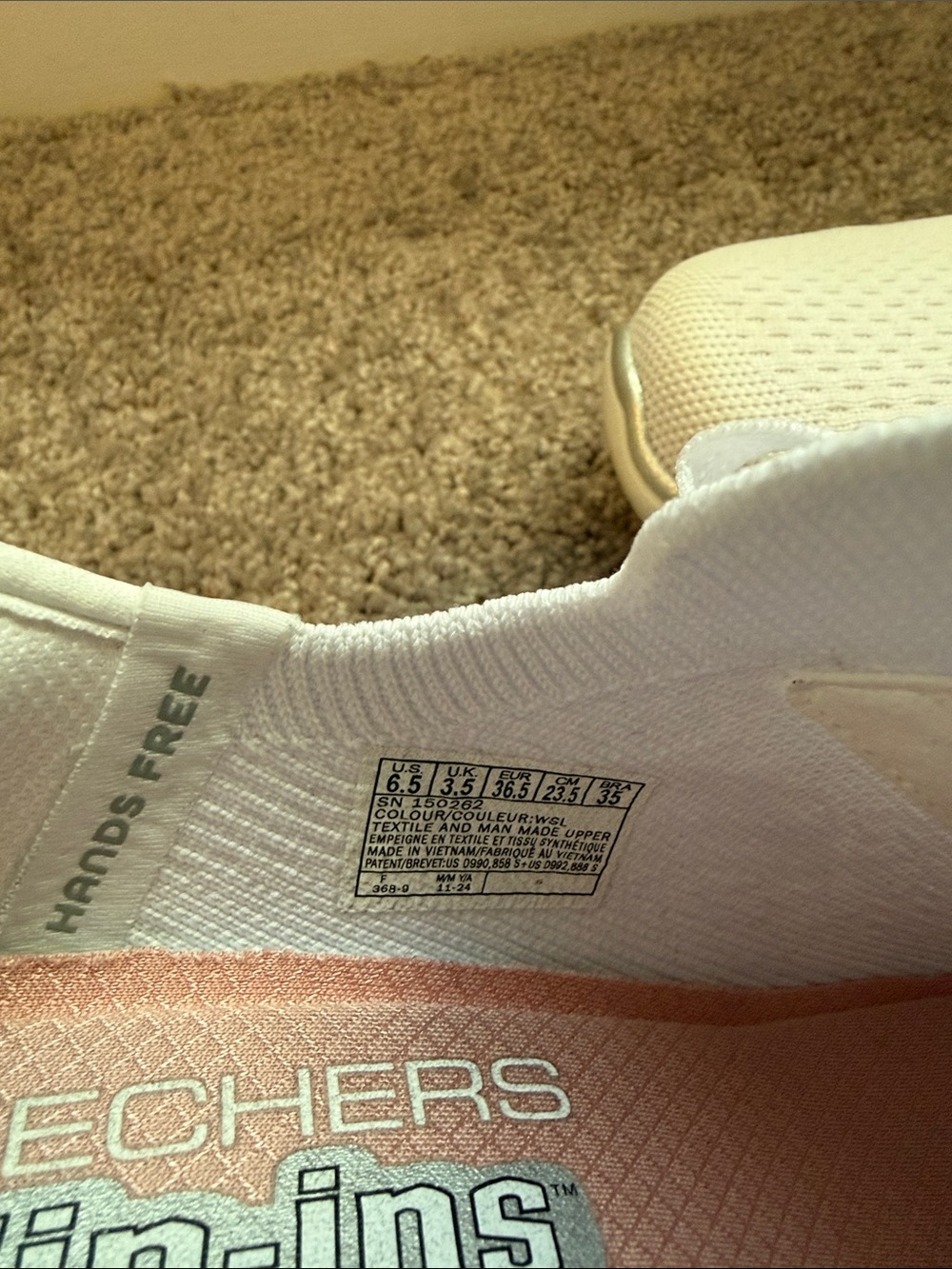 Skechers White Knit Slip on Casual Walking Shoes - Picture 5 of 7